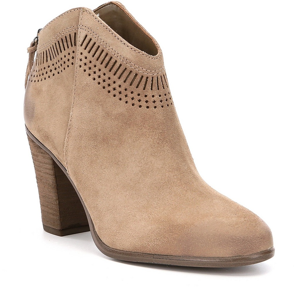 Vince Camuto Fetter Suede Laser Cut Stacked Heel